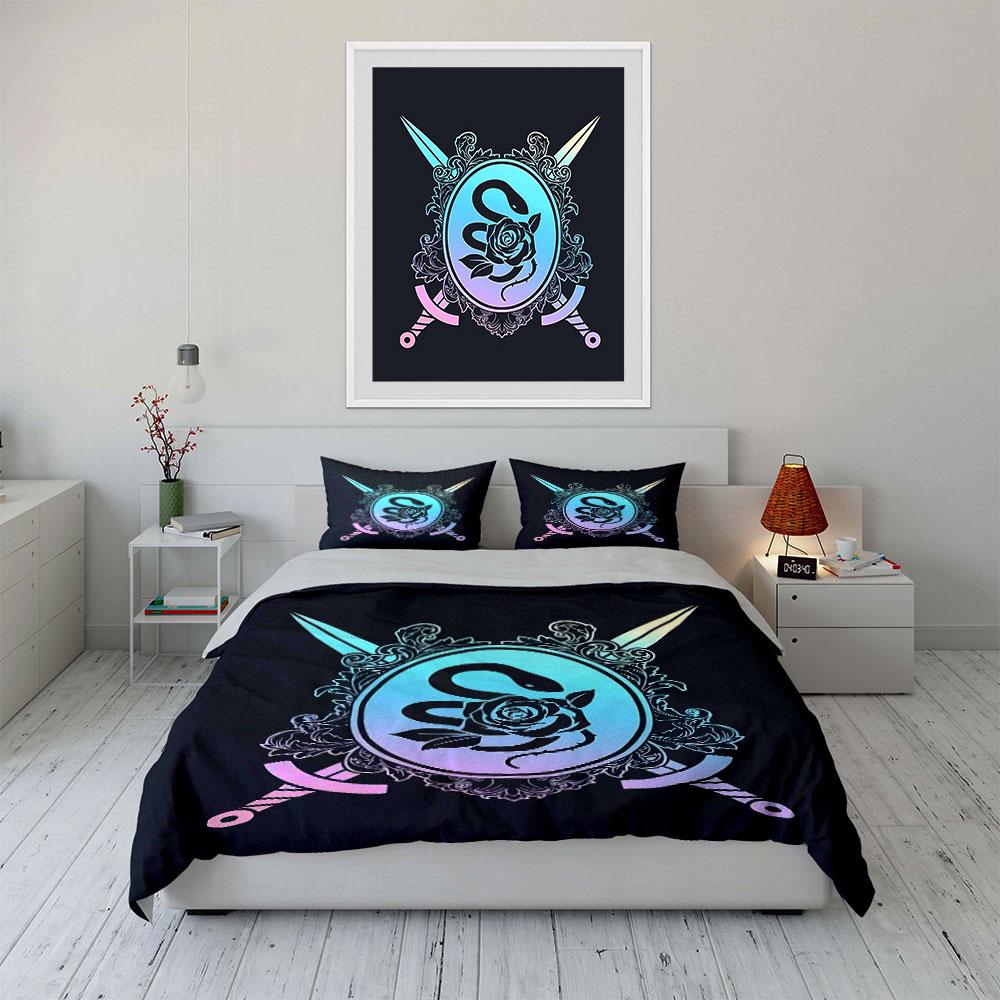 "Snake and Rose Sword Set" Bedding Duvet Cover Set Duvet Cover Pillowcases (1 * Duvet Cover 2 * Pillowcases, without duvet insert)