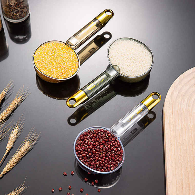 Ложка для риса, многофункциональная ложка для копания муки, бытовой пластиковый совок с длинной ручкой и зажимом для пищевой сумки, кухонный инструмент