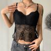 Gothic Black Mesh Butterfly Cropped Tank Top Lace Vest Tops Backless Sexy