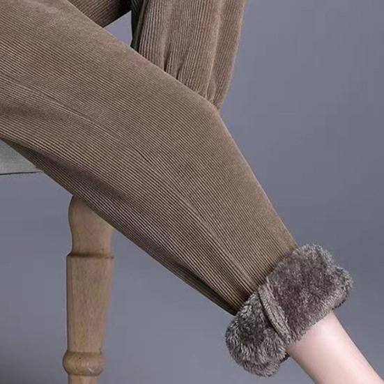 Женские зимне-осенние брюки с толстыми плюшевыми шнурками и эластичными карманами на талии, термостойкие, морозостойкие, чистый цвет, свободные женские повседневные гаремы