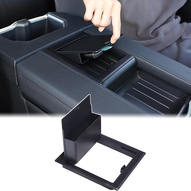 Aungy Armrest Hidden Storage Box Cover Compatible With Toyota Tundra -2024 2025 Center Console Organizer Tray Armrest Handrail Storage Box Cover