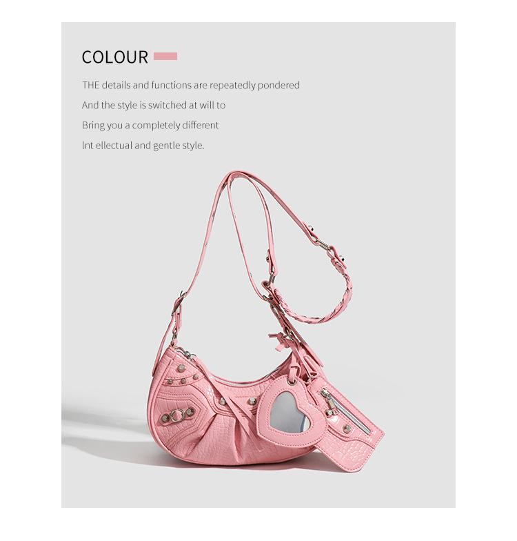 2024 Трендовая высококачественная сумка-подмышка с заклепками: Универсальные модели: для ношения в руке, на плече и через плечо