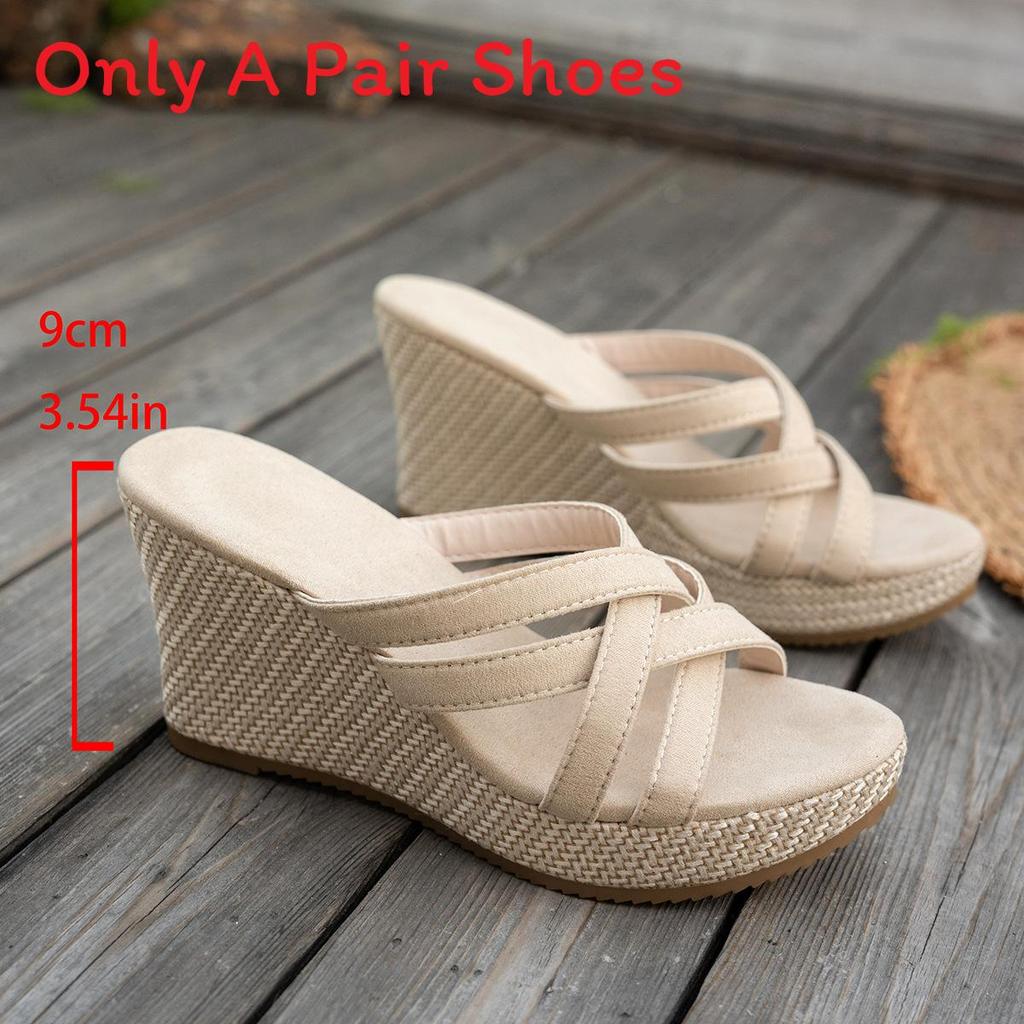 Woven Flat Sandals For Women Summer Open Toe Pu Footwear Comfortable Fashion
