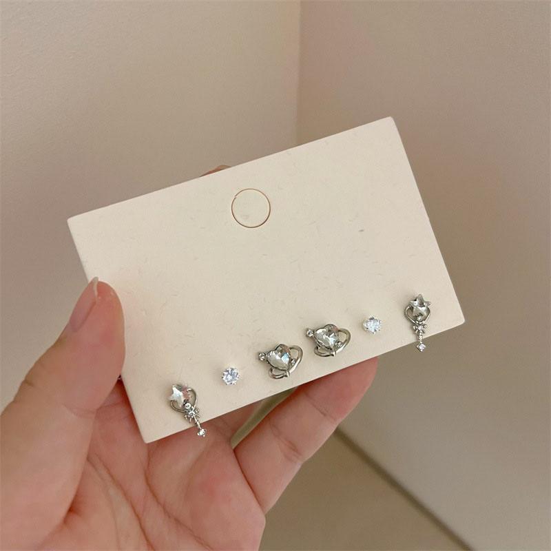 iF ME Корейские серьги-бабочки в форме сердца для женщин, комплект сережек для пирсинга в виде хрустальной звезды, модные аксессуары, ювелирные изделия