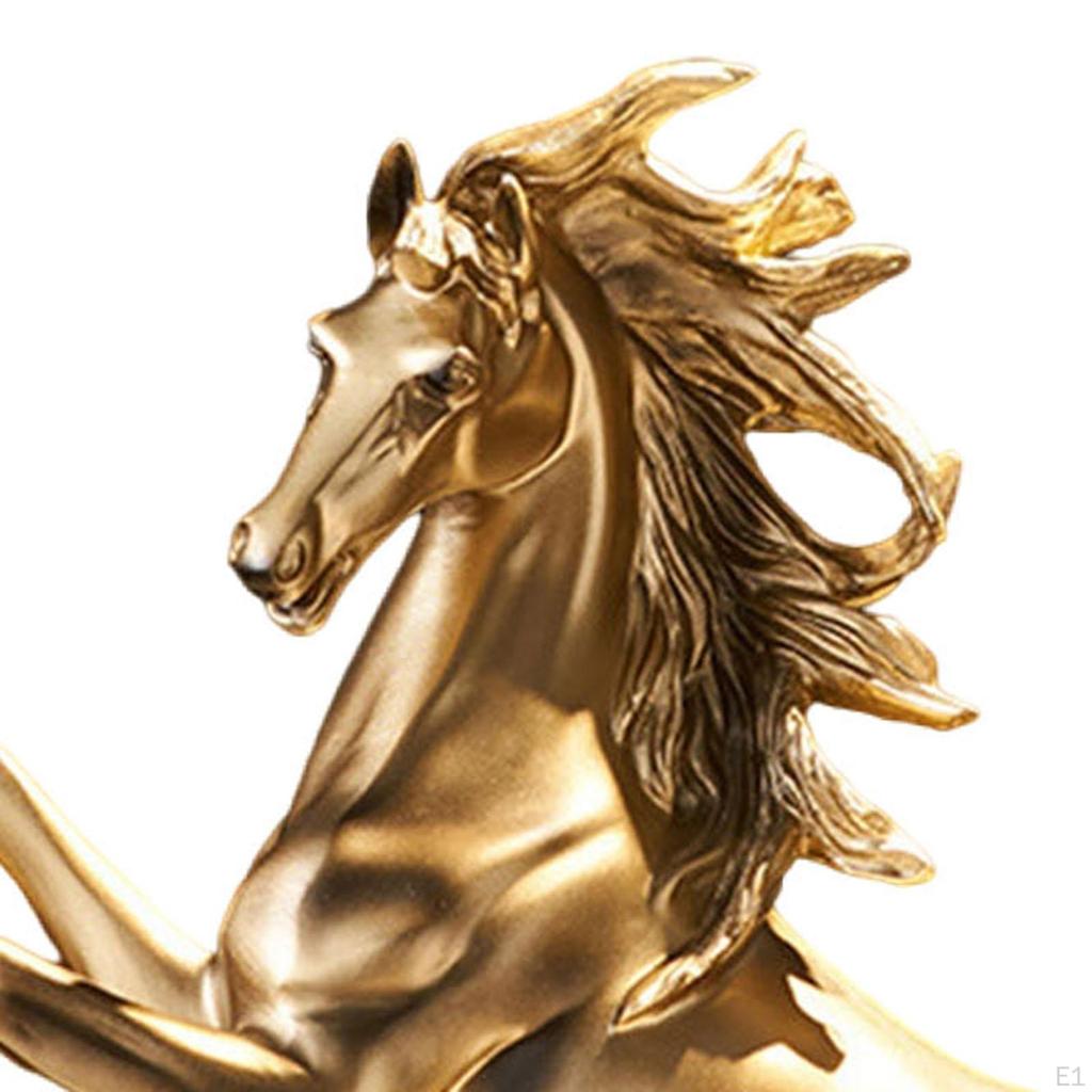 Статуя стоящей лошади из смолы, цвет золота, высота 38 см, ручная работа, украшение стола для