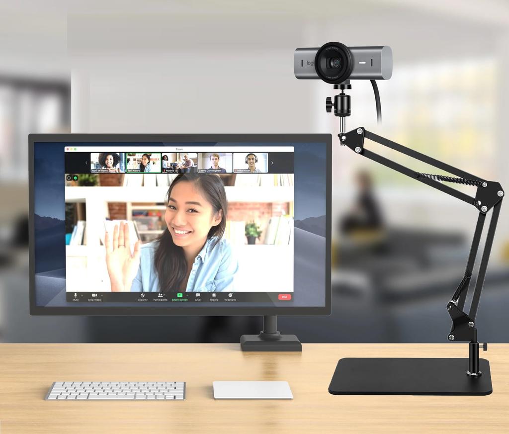 AceTaken MX Brio Webcam Stand, Desktop Boom Arm Holder for Logitech MX Brio 4K, Brio 4K, Brio 500 Webcams (Black)