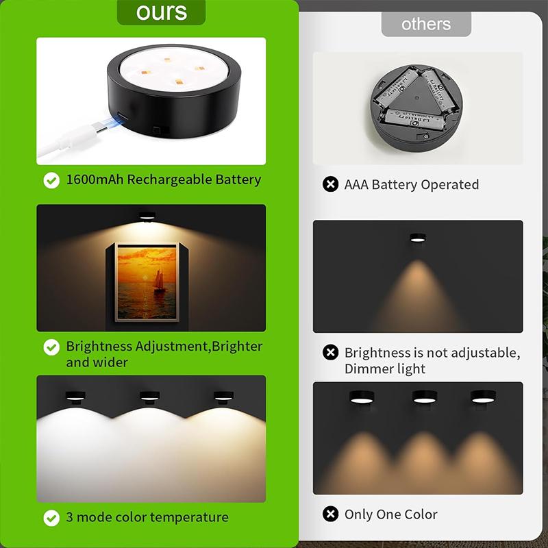 3 X Magnetic Remote Controlled Board Light, Rechargeable Wireless LED Table Lights, 3 Colours and Timer Function