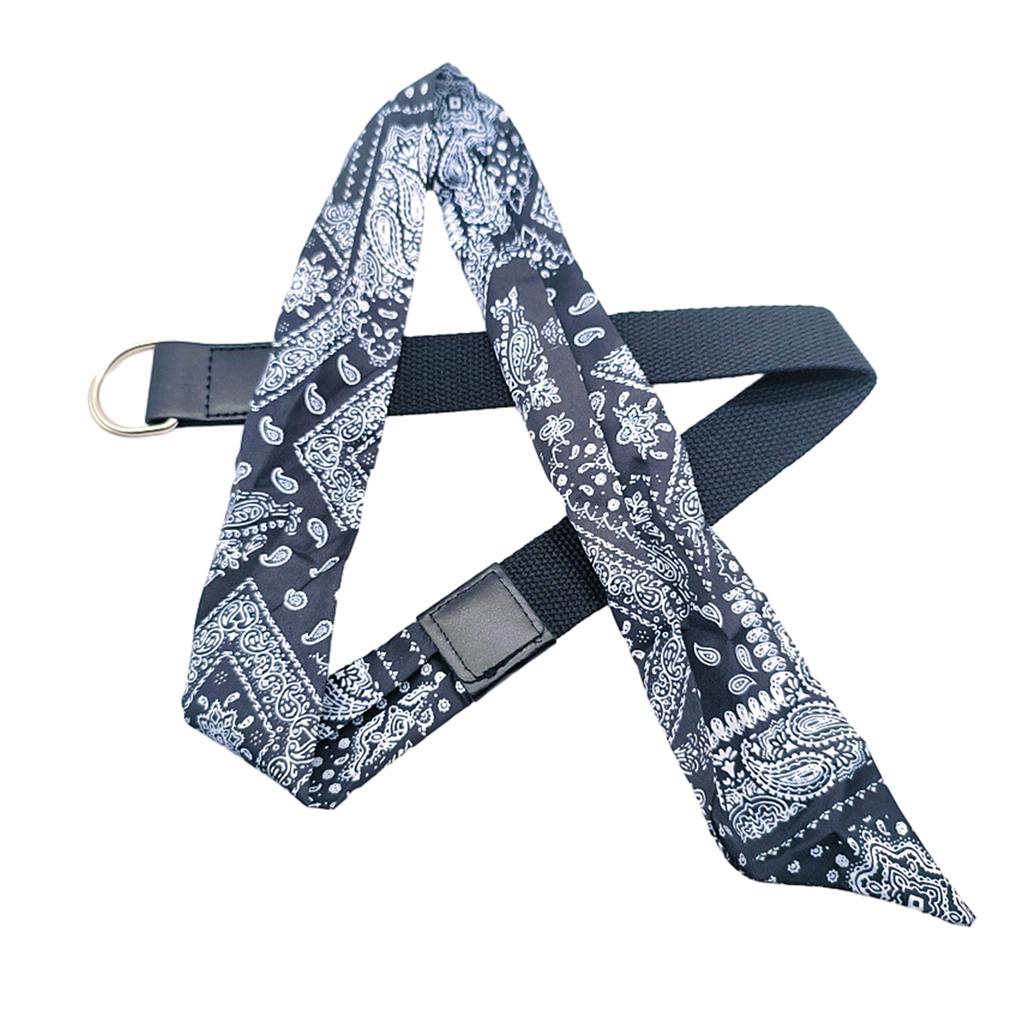 Canvas Waist Belts with Patchwork Silk Scarf Adjustable Waist Belt Universal Teens Woman Dresses Skirt Coat Waistband