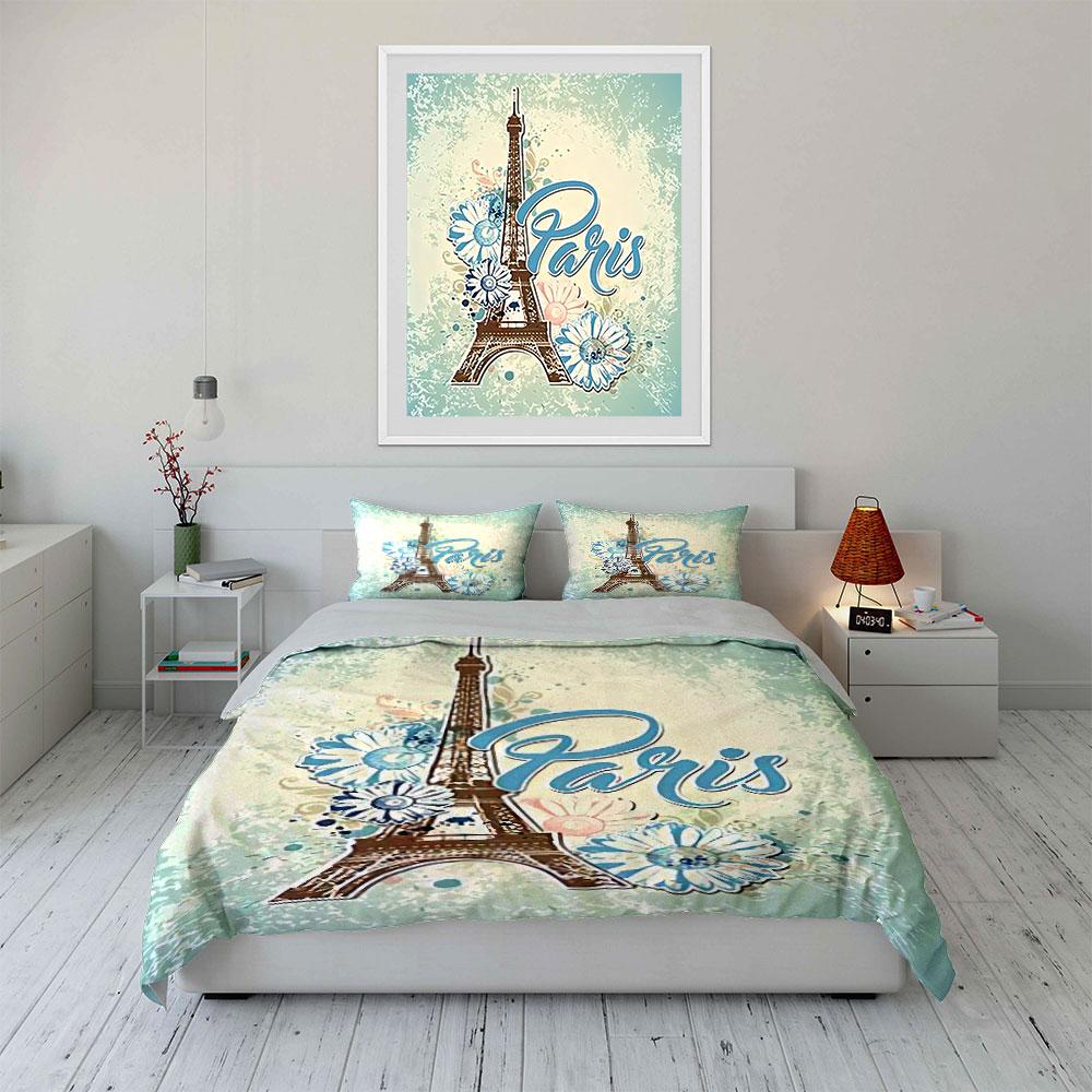 Eiffel Tower Paris Bedding Set Bedding Duvet Cover Set Duvet Cover Pillowcases (1 * Duvet Cover 2 * Pillowcases, without duvet insert)