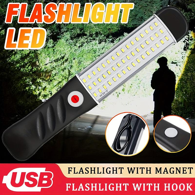 USB Rechargeable Magnetic LED Work Light With Hook For Car Repair Fishing And Emergency Use