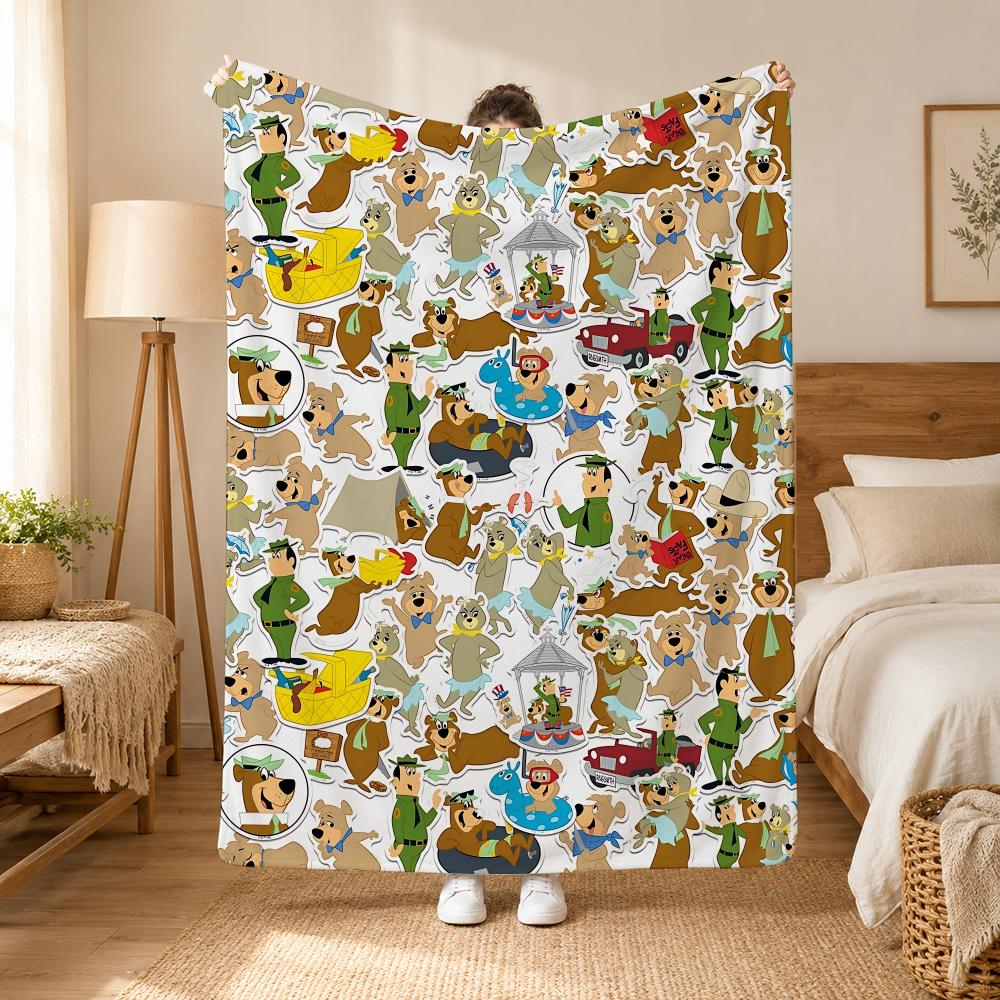 Мультяшное одеяло Yogi Bear, 240 г, фланелевое, подходит для диванов, кроватей, офисов, изысканный подарок