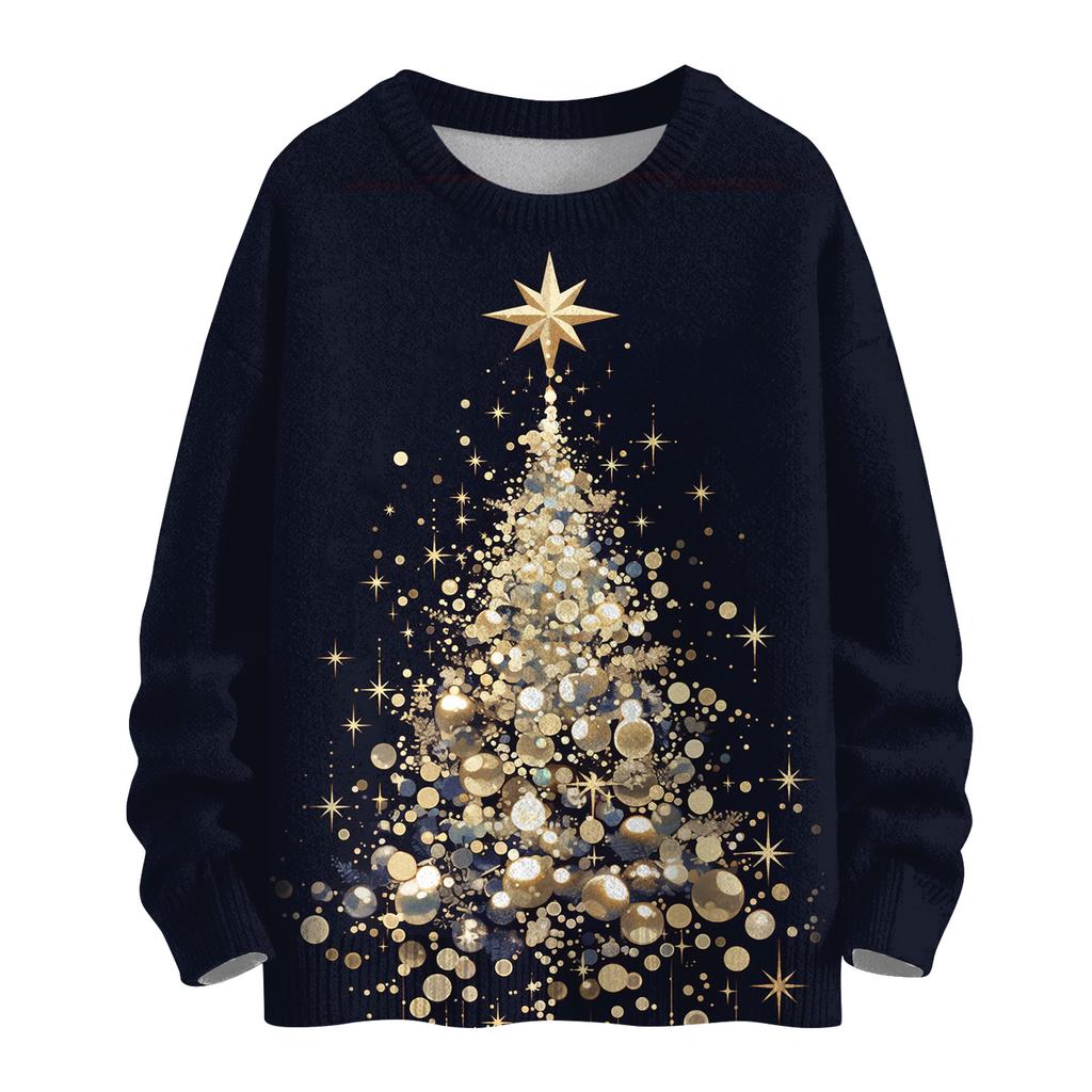 Women's Casual Long Sleeve Woolen Christmas Sweatshirt Fall  Vacation Long Sleeve Pullover