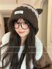 Новая милая флисовая вязаная шапка с ушками кошки для женщин, осенне-зимняя, утолщенная, теплая, с защитой ушей, шапка-ушанка, делает лицо меньше, шерстяная шапка