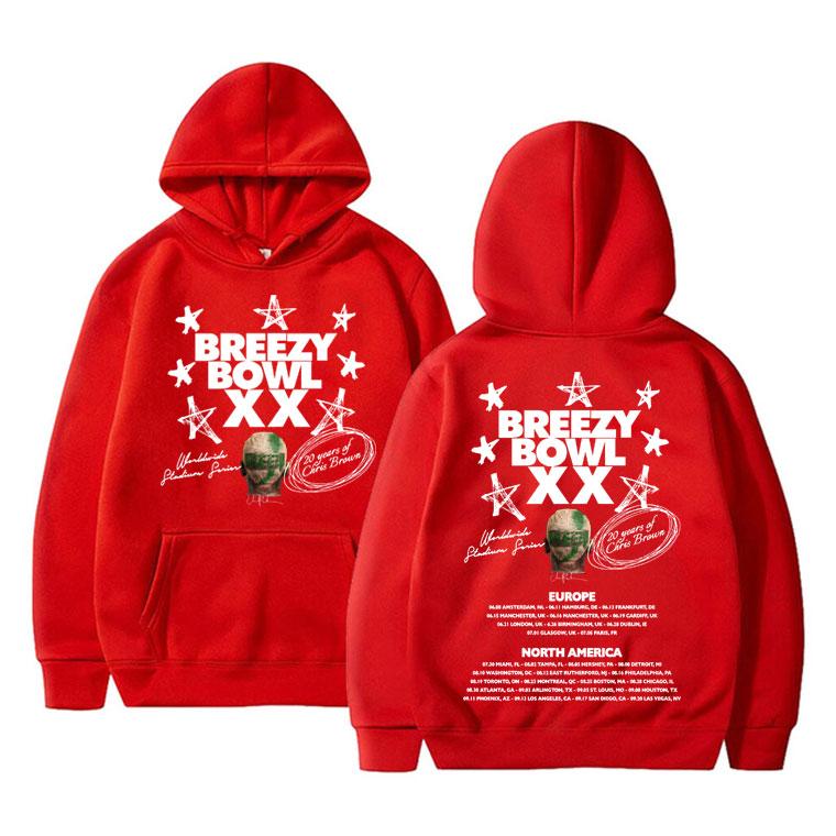 Знаменитый Худи Chris Brown Breezy Bowl XX Tour 2025 Мужчины Женщины Хип-Хоп Поп Музыка Толстовка Мужская Мода Винтажные Худи Пуловеры