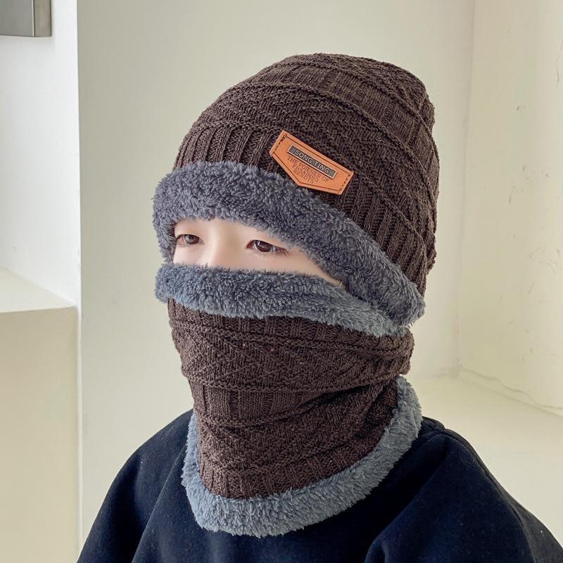 Autumn and winter hats men's plush thickened wool hats to keep warm and cold winter men's knitted hats winter