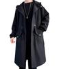 Winter Long Melton Chesterfield Loose Solid Long Men's Coat, Coat, Windbreaker, Oversized, Fit, Color, Padded, Warm, Cold-Proof, Windproof,