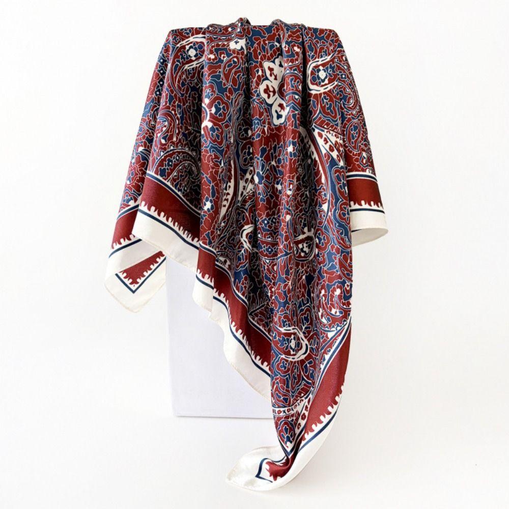 Cashew Flower Pattern Women's Headscarf Silky Smooth Middle East Shawl Arabic Square Scarf Outdoor