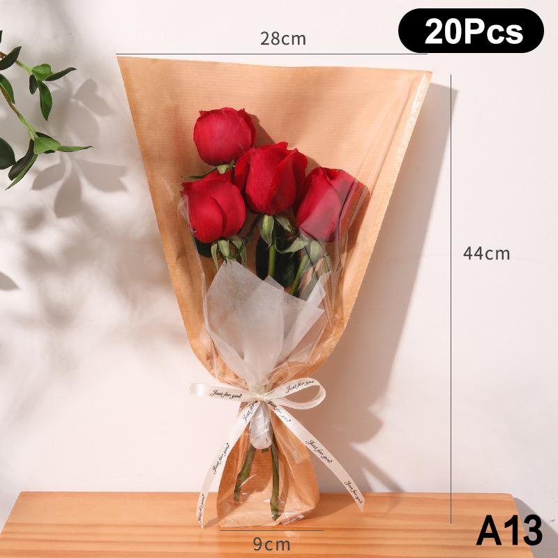20/30/50 шт. Цветные обертки для цветов Прозрачный пакет для букета Обертка для цветов Водонепроницаемая DIY Подарок Цветочный декор