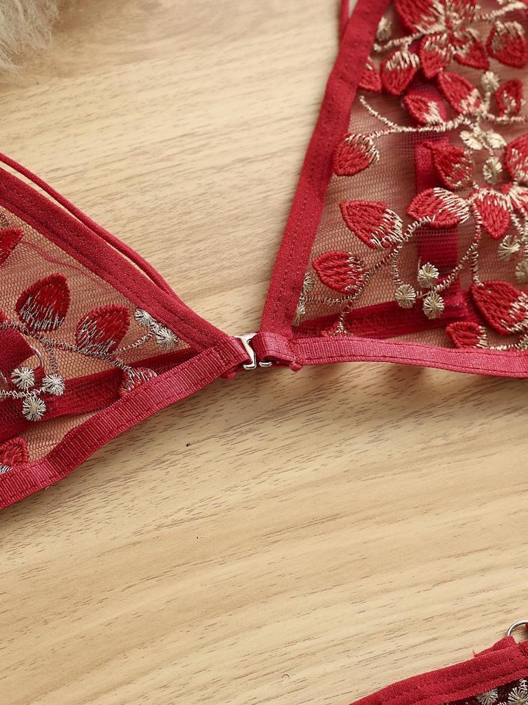 Сексуальный 3D вышитый цветочный комплект бюстгальтера и трусиков - Эротическое нижнее белье 2049