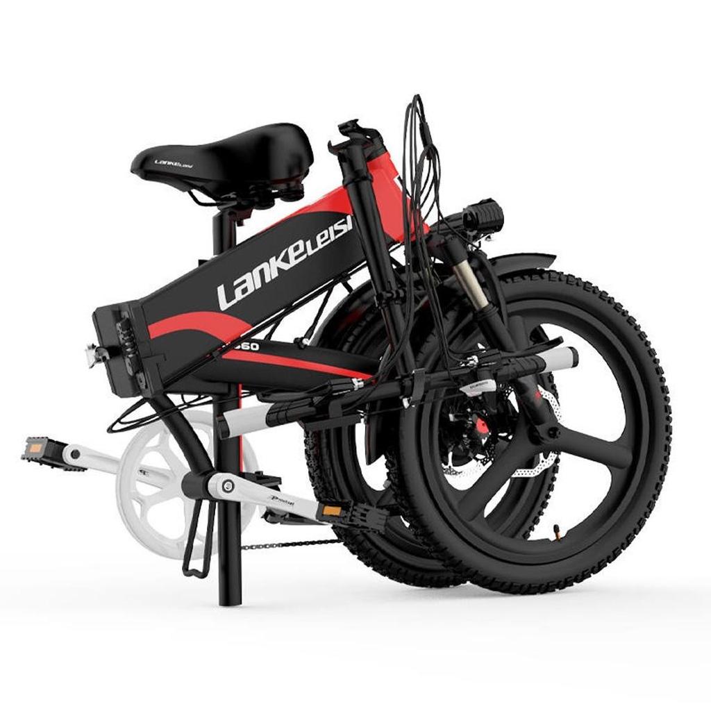 LANKELEISI Складной городской электровелосипед G660, 20 дюймов, мотор 48V 500W, максимальный запас хода 110 километров, максимальная грузоподъемность 120 килограммов.