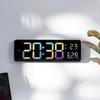USB Powered 15.3Inch Large Digital Wall Clock Remote Control Colorful Second 2 Alarm Timing Countdown 12/24H DST LED Alarm Clock