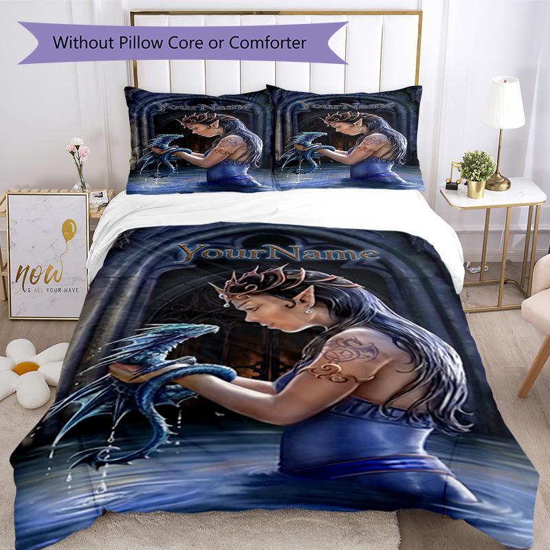 Gothic Illustrations Customize your name Bedding Set Breathable Duvet Cover with Pillowcases Home Decoration Birthday Gift