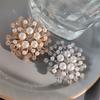 Large Rhinestone Simulated Pearl Snowflake Brooches Christmas Snow Brooch Crystal Pin Women Fashion Jewelry