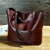 Retro Women Fashion Solid Colours Leather Tote Bag Large Capacity Waterproof