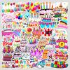 50 Happy Birthday Graffiti Stickers Motorcycle Helmet Skateboard Balance Car Decorative Stickers