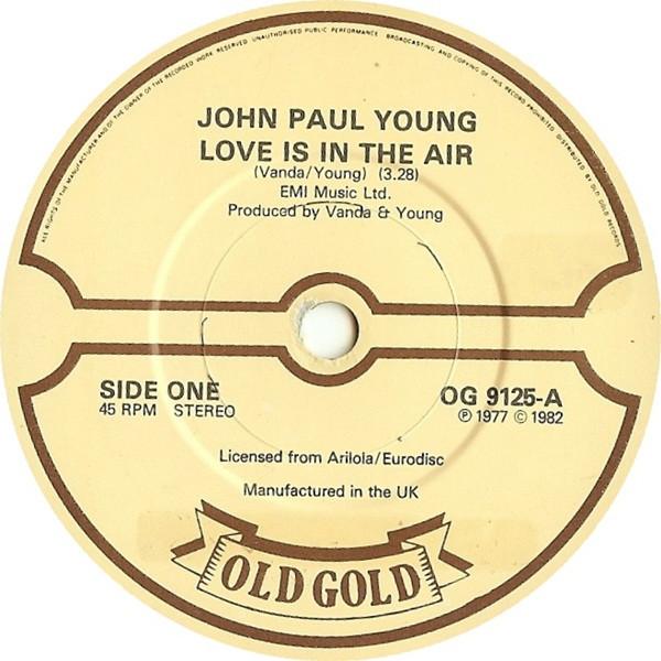 7-дюймовая пластинка JOHN PAUL YOUNG Love Is In The Air Love You So Ba OG9125 Old Gold 1982 UK Танцевальная Электроника Б/у