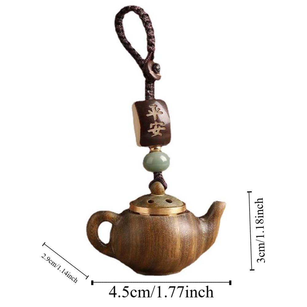 Waterproof Little Teapot Keychain Mini Green Sandalwood Phone Chain Carved Teapot Pendant  Car Key