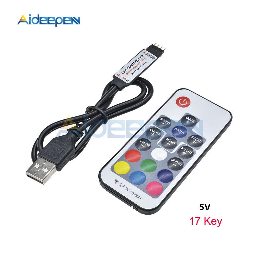 DC5V 12V USB Светодиодная лента RGB Контроллер 3 клавиши Диммер 24 клавиши ИК-пульт 17 клавиш Радиочастотный беспроводной пульт управления 2835 5050 RGB Светодиодная лента