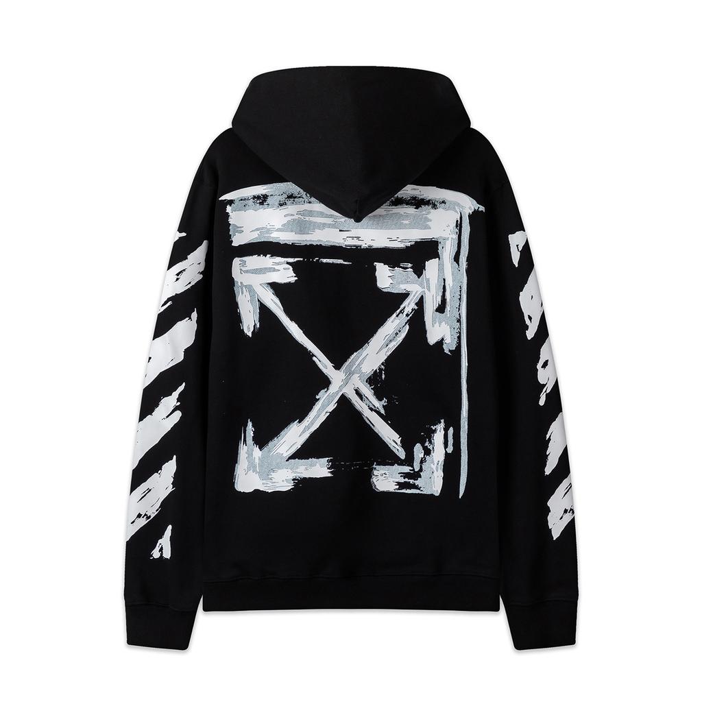 Off-White 2026 Autumn and Winter New Graffiti Arrow Pattern Printed Hooded Sweatshirt for Men and Women