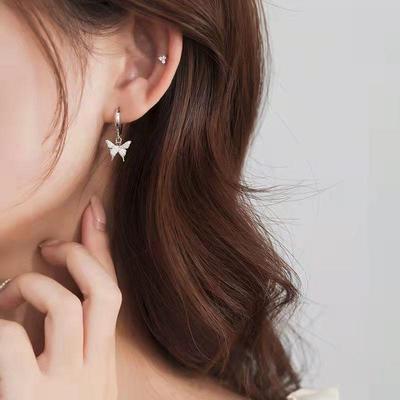 Серьги-бабочки с инкрустацией из циркона, нежные простые серьги-кольца с животными, украшения для ушей, подарки на годовщину
