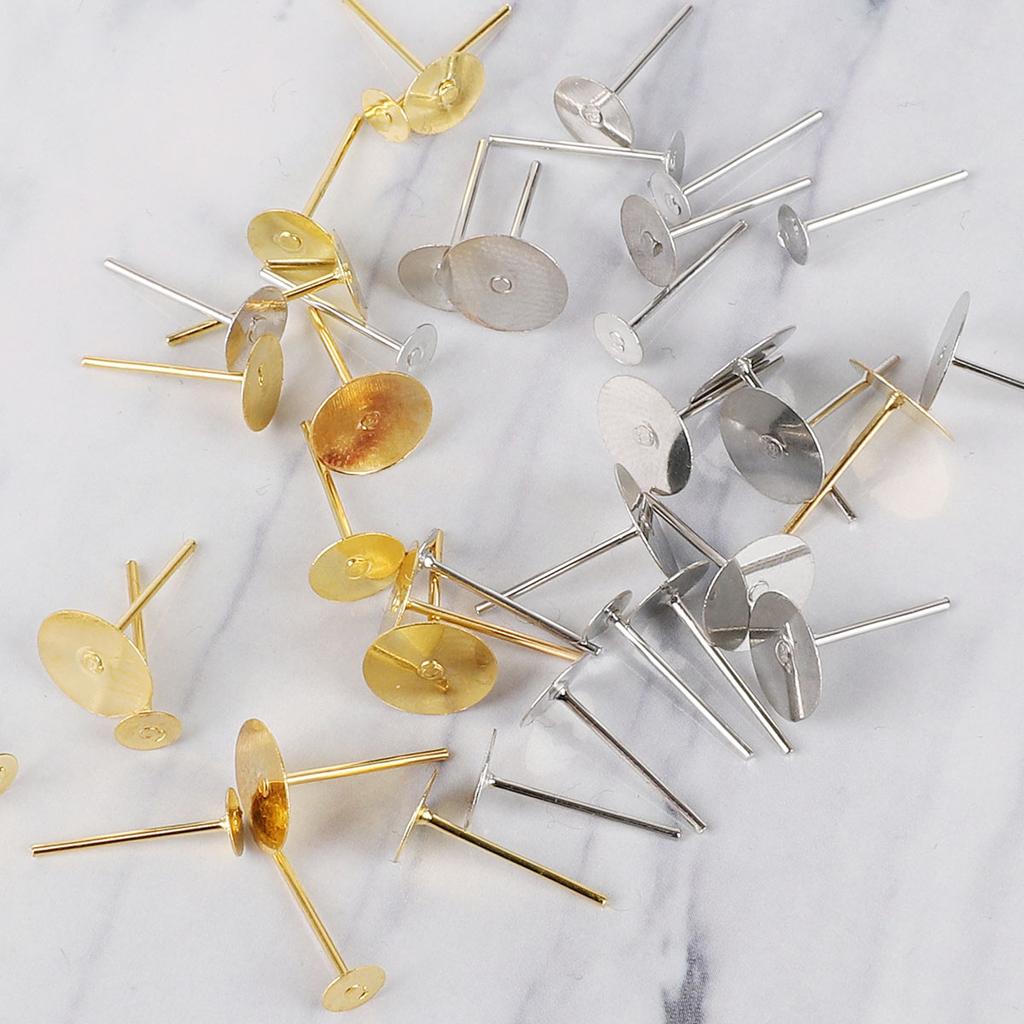 100 шт. пустая основа для сережек из нержавеющей стали, подставка для безеля для принадлежностей для изготовления ювелирных изделий