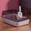 Semi-enclosed Cat Litter Box Large Capacity Cat Bedpans Anti-Spill & Sand-Leakage Pet Toilet Plastic Cat Sandbox Sanitary Tray