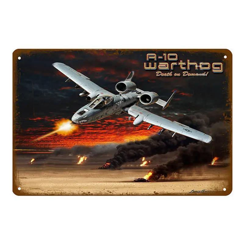 Vintage Airplane Metal Signs Fighter Jet Plane Posters Retro Aircraft Plate Metal Plaque Painting Living Room Home Wall Decor