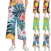Женские летние повседневные спортивные брюки с высокой талией и принтом, укороченные брюки свободного покроя