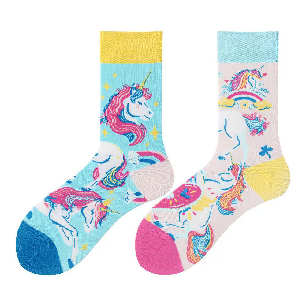 Asymmetric Colorful Christmas Cotton Socks for Couples