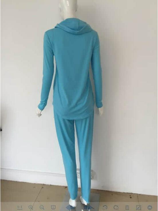 Осенне-зимний европейский и американский женский модный спортивный костюм с длинным рукавом и капюшоном, с воротником-пузырем