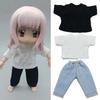 Fashion Doll Clothes T-shirt Mini Denim Trousers for 1/11 OB11/Obitsu11Dolls/1/12Bjd Doll