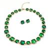 Square Emerald Zircon Necklace Earrings Set Elegant Temperament Fashion Necklace Jewelry