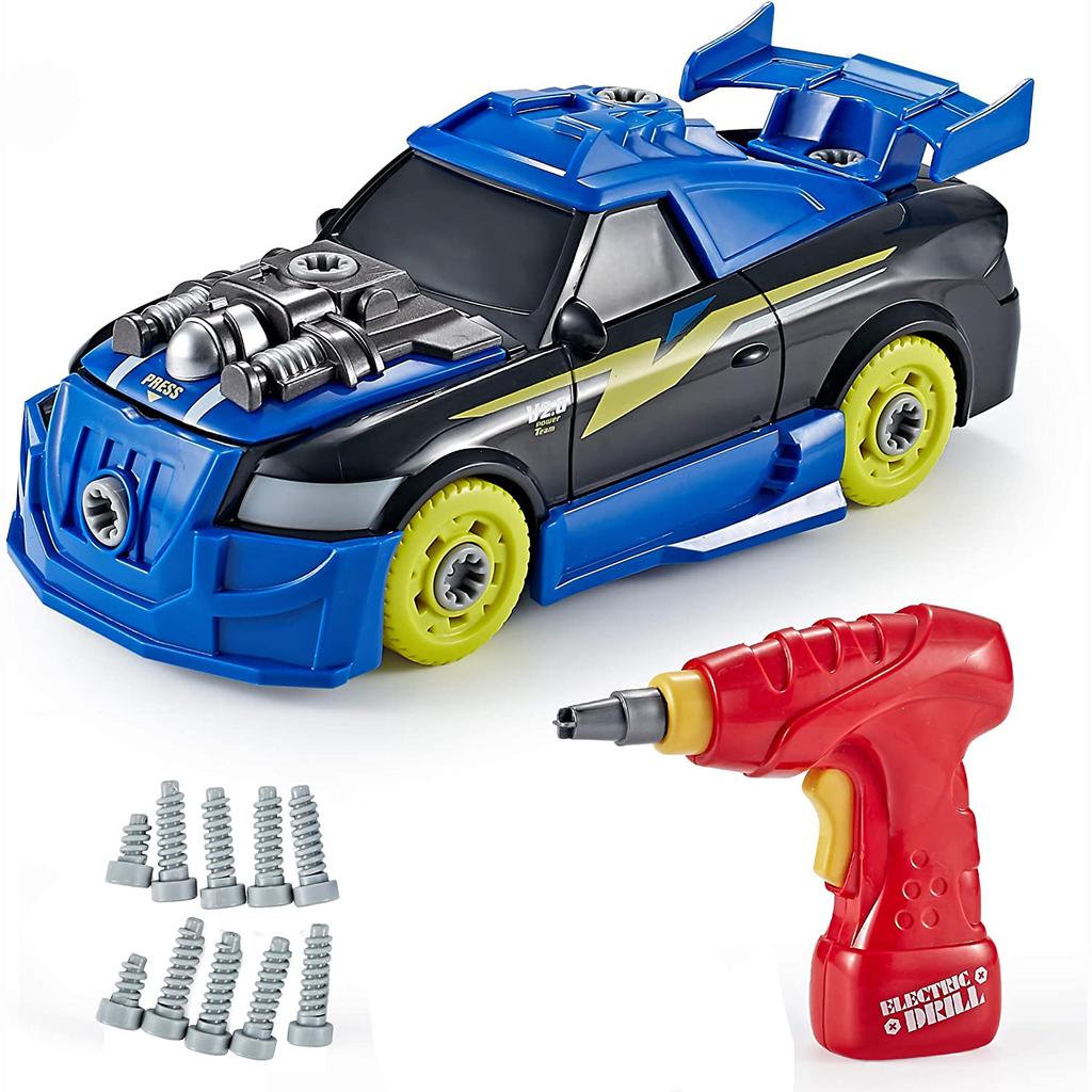 Take Apart Toy Roadster Car 27 Piece Set - DIY Building Car STEM Toddler Toys for Boys and Girls with Working Drill & Real Engine Sounds