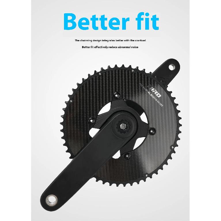 RIRO Carbon Fiber Chainrings 10-12S Super Light Road Bike Chainwheel 50-34/52-36/53-39/54-40T for Shimano 4-Bolts 110BCD Crank