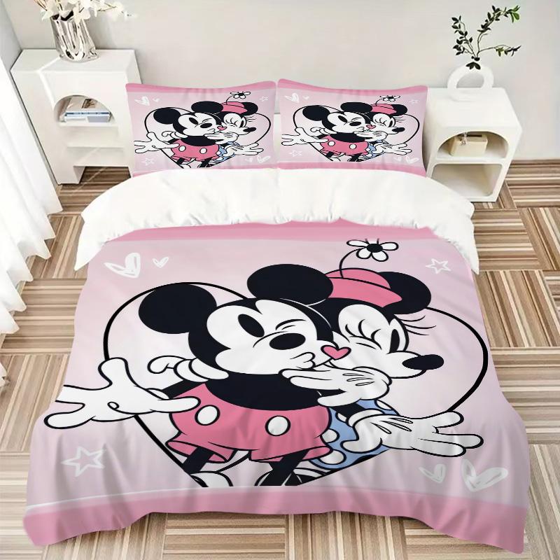 Mickey Minnie Romance Print 3Pcs Bedding Setduvet Cover With 2 Bedropillowcase Home Birthday Gift