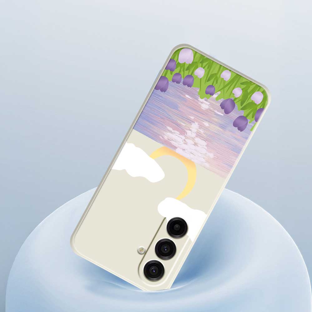 For Samsung Galaxy A17 5G Case Flowers and Sea Pattern Printing Straight Edge TPU Phone Back Cover