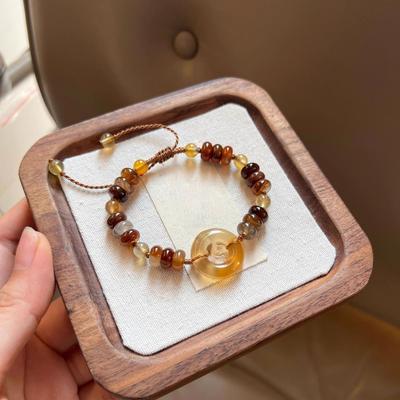 Мужской и женский браслет с янтарной защитной застежкой, модный браслет, подарок на день рождения