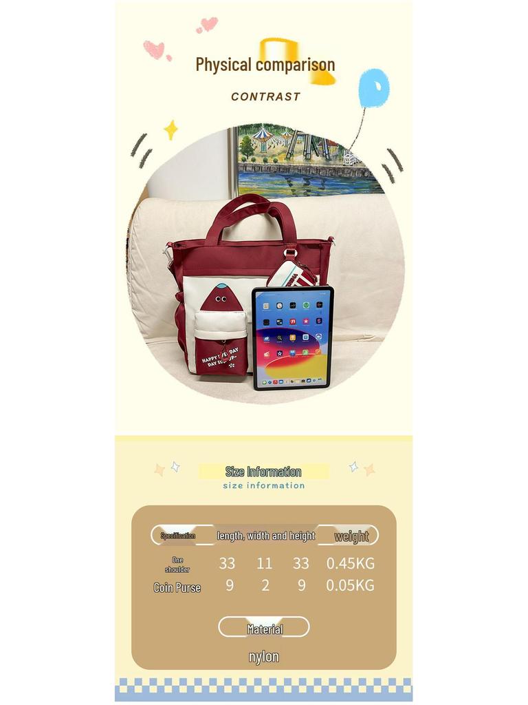 Сумка-тоут кроссбоди в корейском стиле с цветными блоками большой вместимости для студентов