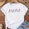 (Asian Size) T Shirt Women Cat Letter Face Lovely Style Trend Print Tee Top Fashion Female Clothing Short Sleeve Graphic T-shirts