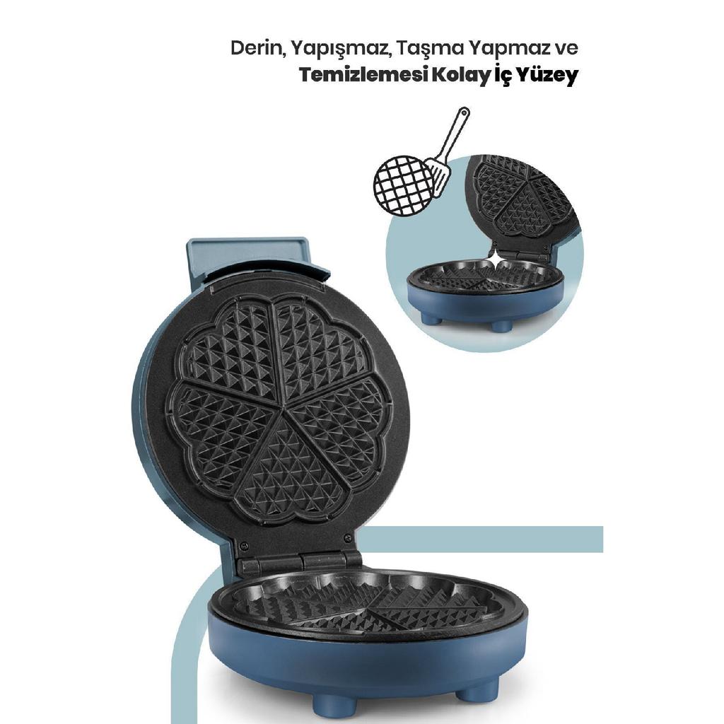 Bonbon 1000 W Deep Plate Heat Protected Waffle Maker Aegean Blue